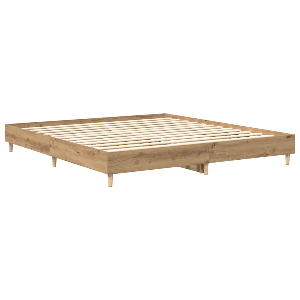 vidaXL Bed Frame | Artisan Oak | Engineered Wood, Solid Pine Wood, Plywood