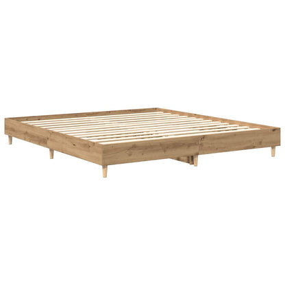 vidaXL Bed Frame | Artisan Oak | Engineered Wood, Solid Pine Wood, Plywood