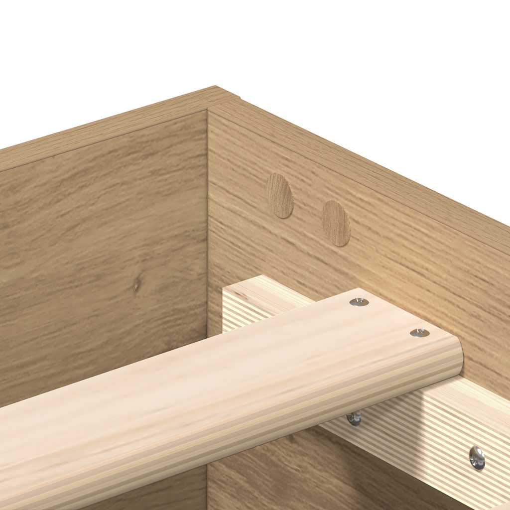 vidaXL Bed Frame | Artisan Oak | Engineered Wood, Solid Pine Wood, Plywood