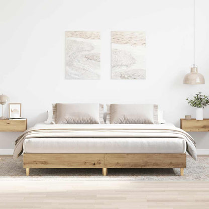 vidaXL Bed Frame | Artisan Oak | Engineered Wood, Solid Pine Wood, Plywood