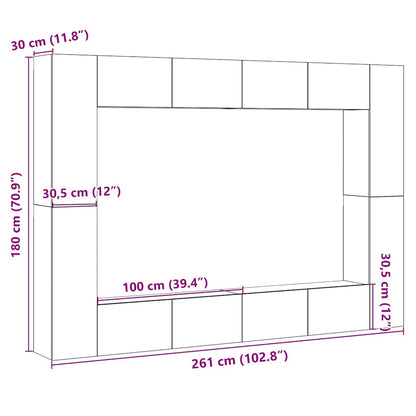 vidaXL Wall Mounted TV cabinets 8 pcs Old Wood Engineered Wood