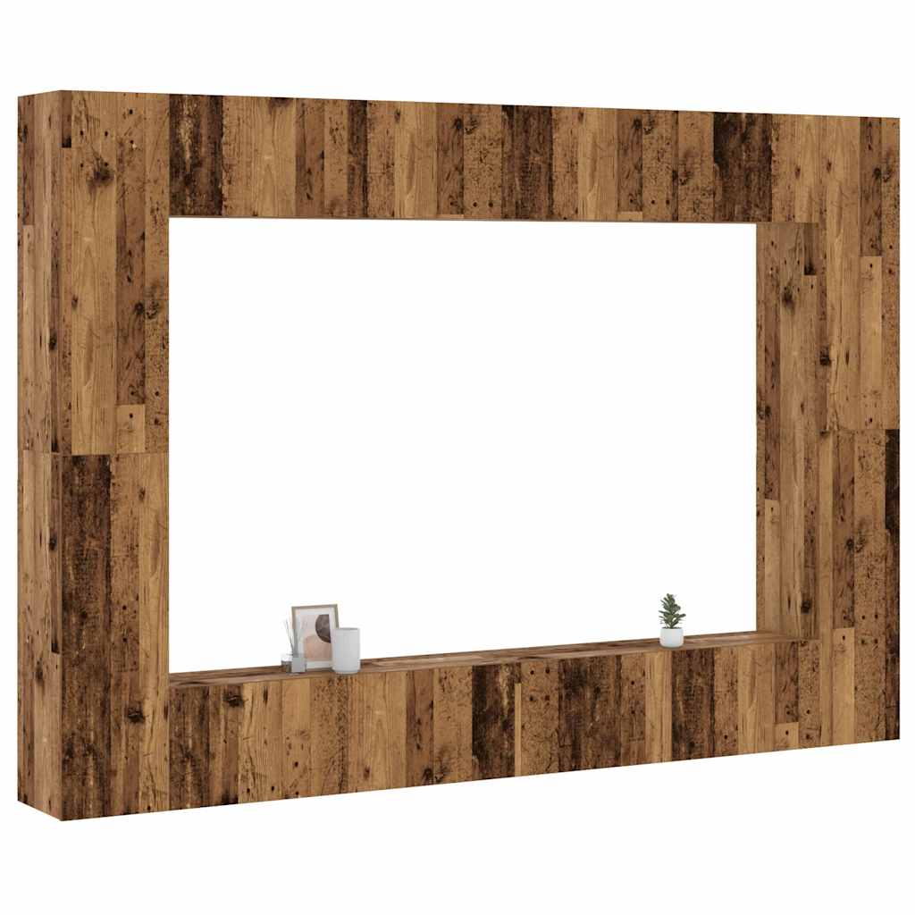 vidaXL 8 Piece Wall-mounted TV Cabinet Set Old Wood Engineered Wood