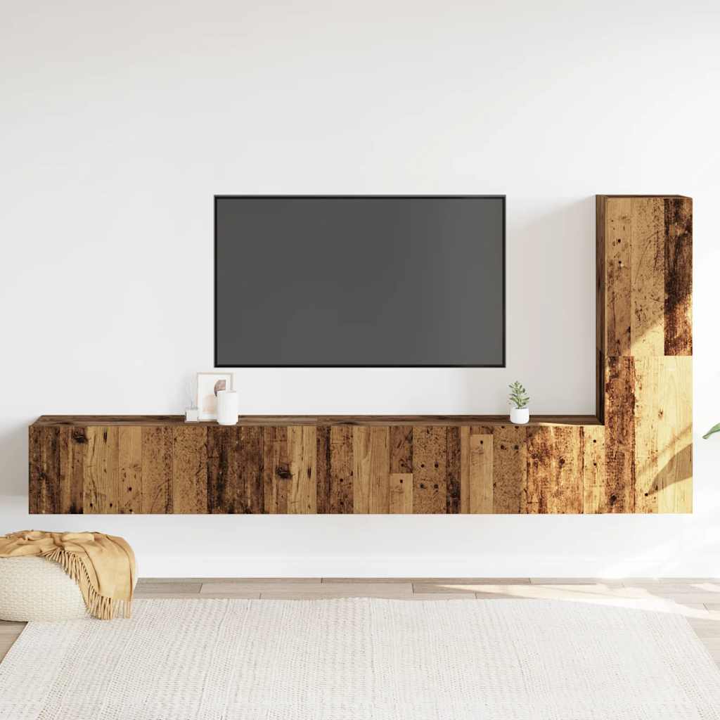 vidaXL 3 Piece Wall-mounted TV Cabinet Set Old Wood Engineered Wood