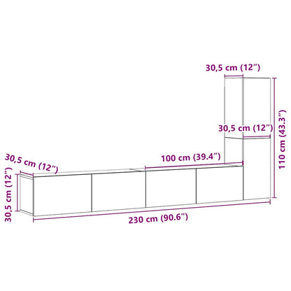 vidaXL Wall Mounted TV cabinets 3 pcs Old Wood Engineered Wood