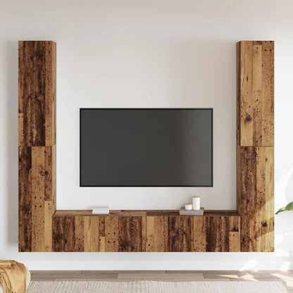 vidaXL 6 Piece Wall-mounted TV Cabinet Set Old Wood Engineered Wood