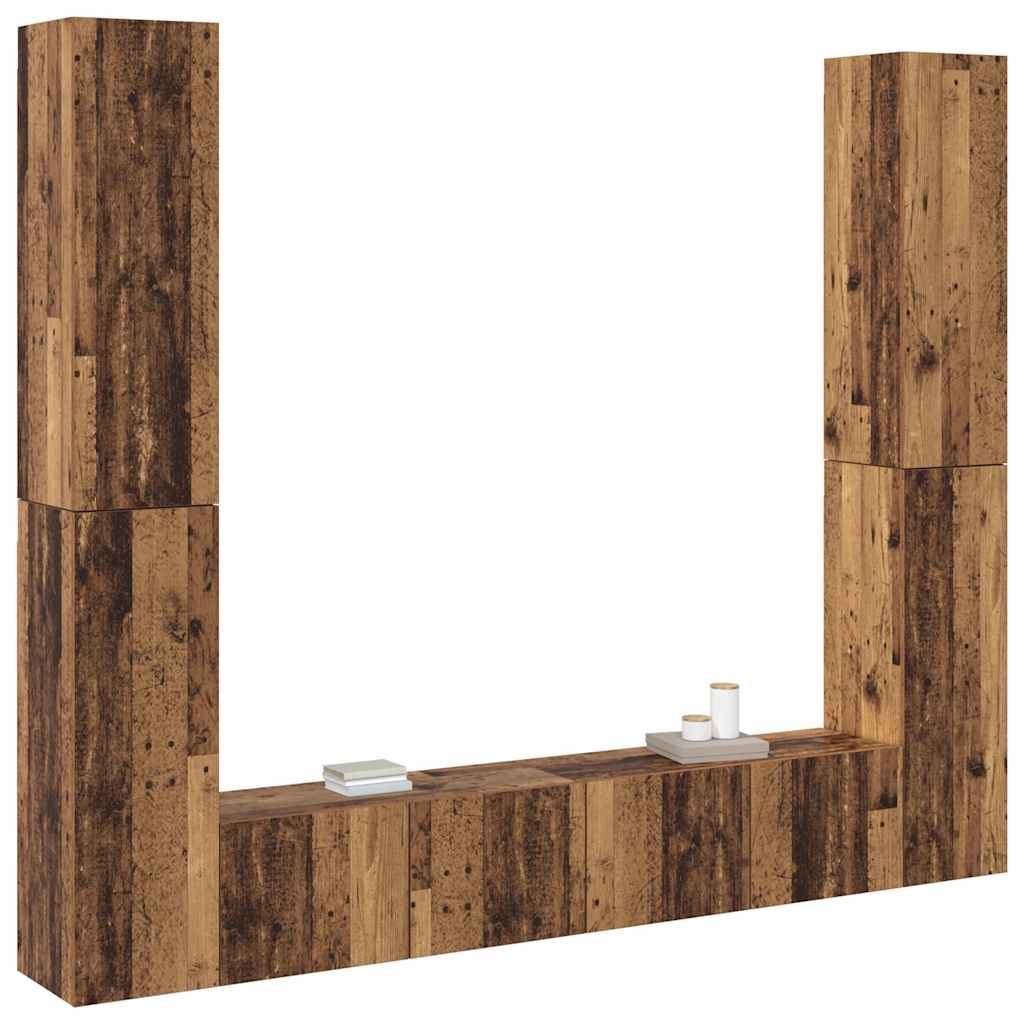 vidaXL 6 Piece Wall-mounted TV Cabinet Set Old Wood Engineered Wood