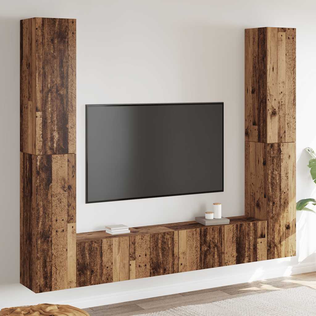 vidaXL 6 Piece Wall-mounted TV Cabinet Set Old Wood Engineered Wood