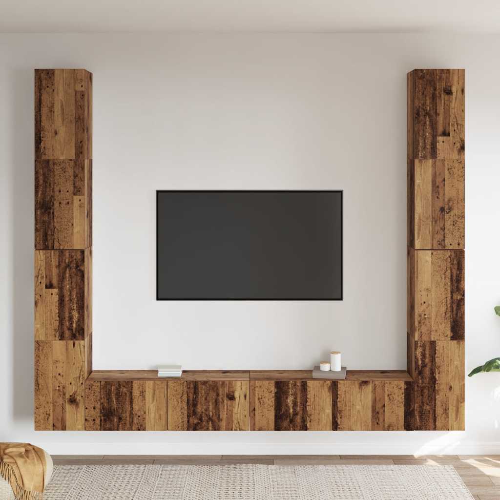 vidaXL 6 Piece Wall-mounted TV Cabinet Set Old Wood Engineered Wood