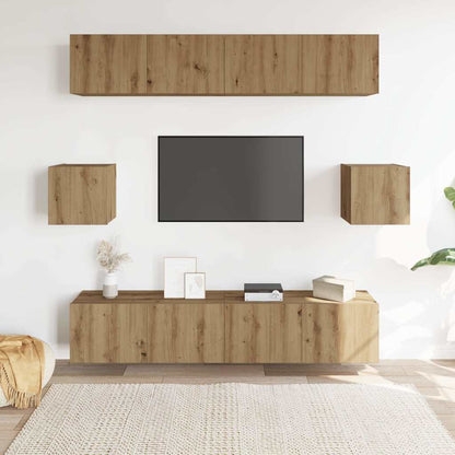 vidaXL 6 Piece TV Cabinet Set Wall-mounted Artisan Oak Engineered Wood