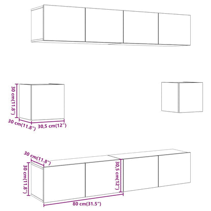 vidaXL 6 Piece TV Cabinet Set Wall-mounted Artisan Oak Engineered Wood
