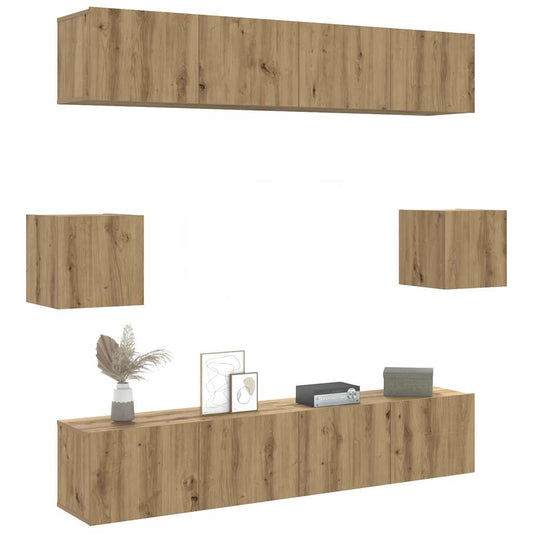 vidaXL 6 Piece TV Cabinet Set Wall-mounted Artisan Oak Engineered Wood