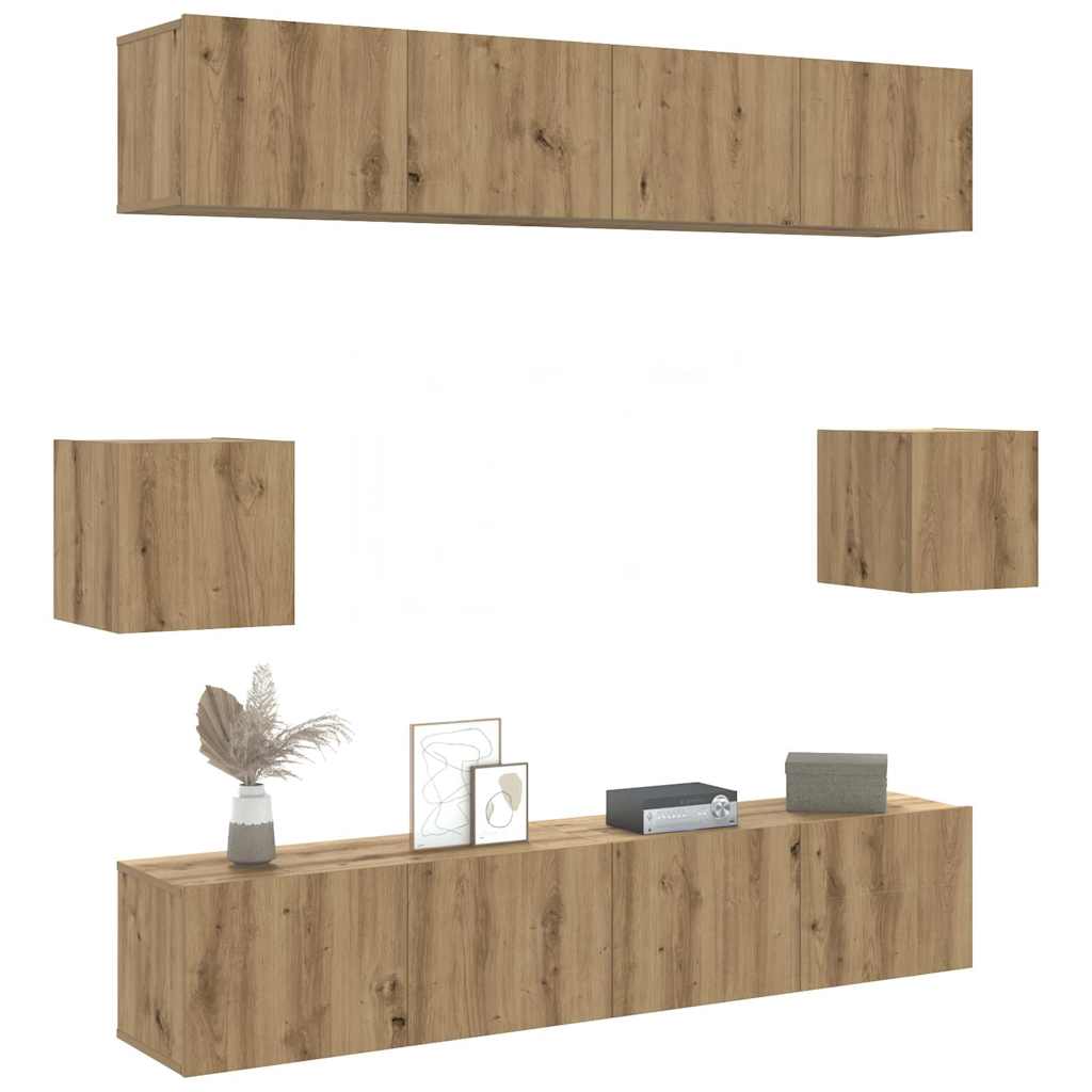 vidaXL 6 Piece TV Cabinet Set Wall-mounted Artisan Oak Engineered Wood