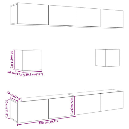 vidaXL 6 Piece TV Cabinet Set Wall-mounted Old Wood Engineered Wood