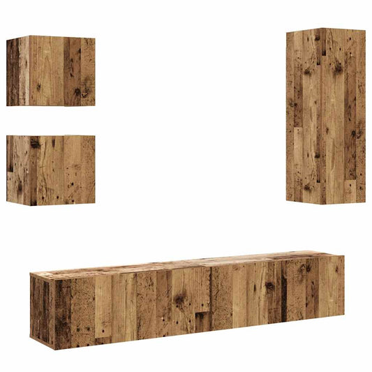 vidaXL 5 Piece TV Cabinet Set Wall-mounted Old Wood Engineered Wood