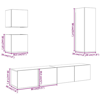 vidaXL 5 Piece TV Cabinet Set Wall-mounted Old Wood Engineered Wood