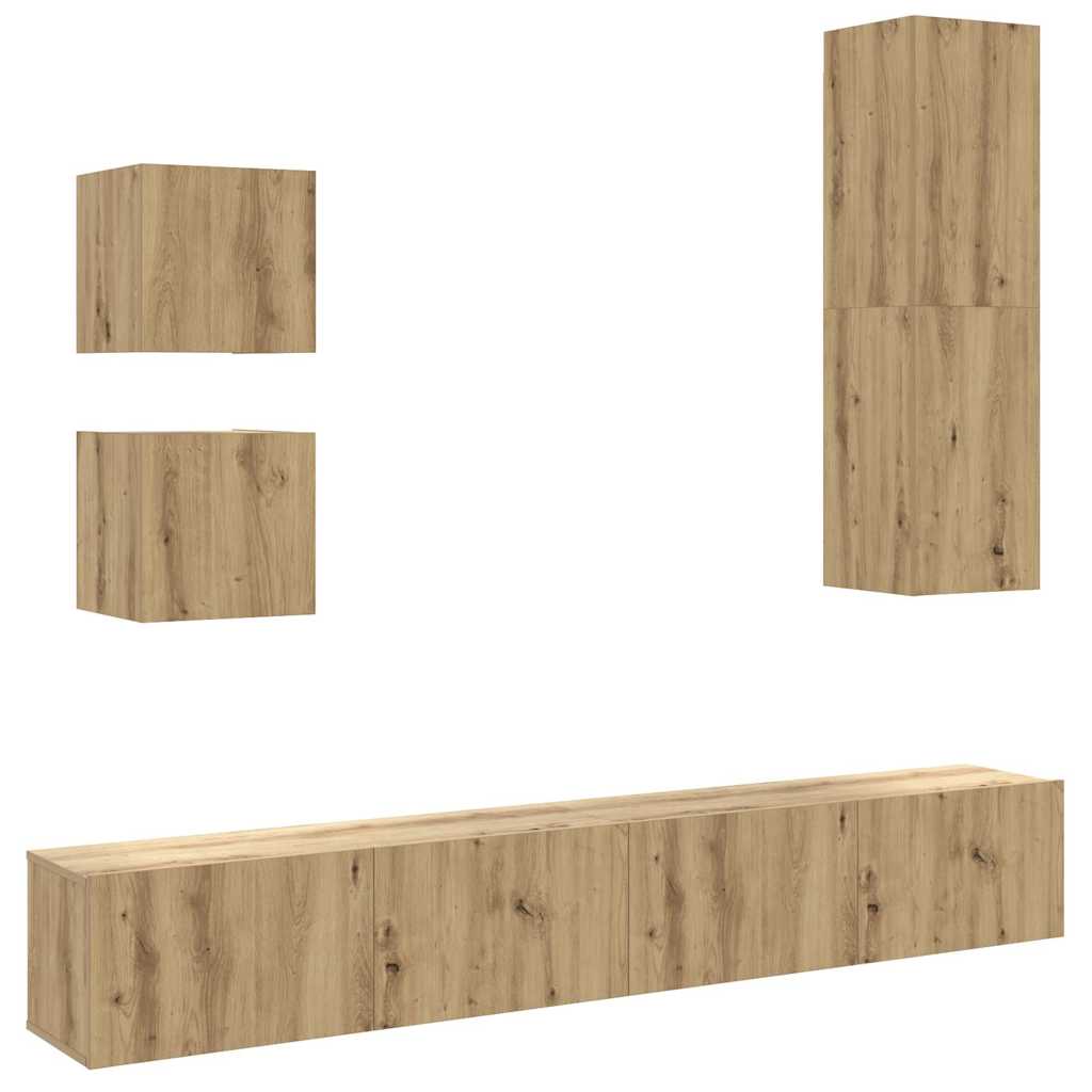 vidaXL 5 Piece TV Cabinet Set Wall-mounted Artisan Oak Engineered Wood