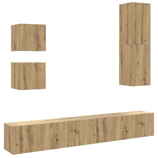 vidaXL 5 Piece TV Cabinet Set Wall-mounted Artisan Oak Engineered Wood