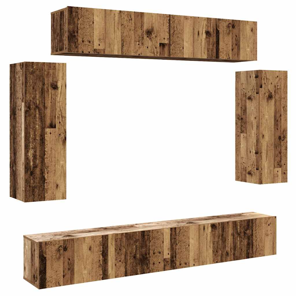 vidaXL 6 Piece TV Cabinet Set Wall-mounted Old Wood Engineered Wood