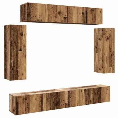 vidaXL 6 Piece TV Cabinet Set Wall-mounted Old Wood Engineered Wood