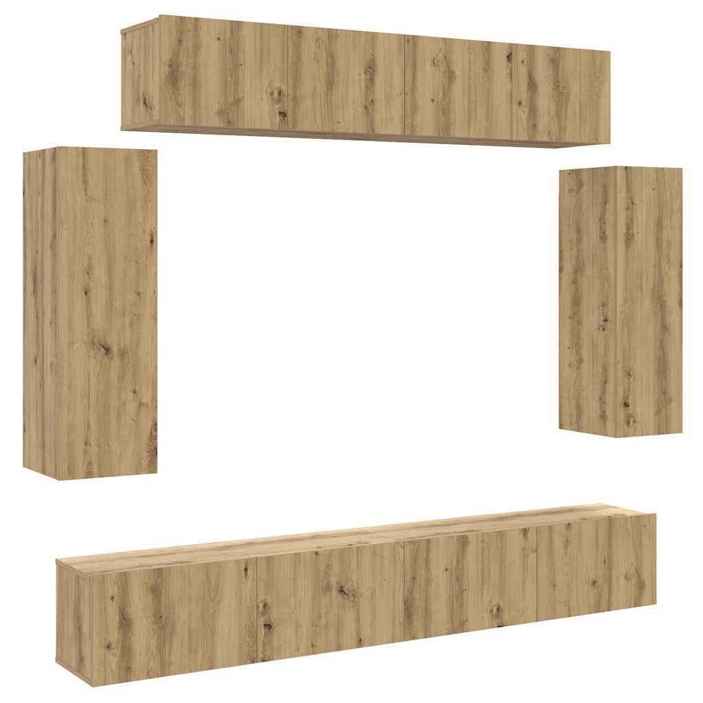 vidaXL 6 Piece TV Cabinet Set Wall-mounted Artisan Oak Engineered Wood