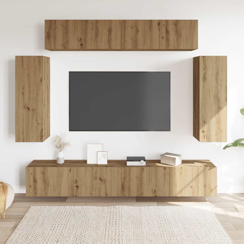 vidaXL 6 Piece TV Cabinet Set Wall-mounted Artisan Oak Engineered Wood