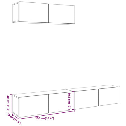 vidaXL Wall Mounted TV Cabinets 3 pcs Old Wood 100x30x30 cm Engineered Wood