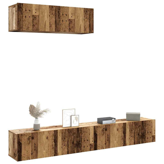 vidaXL 3 Piece Wall-mounted TV Cabinet Set Old Wood 100x30x30 cm Engineered Wood