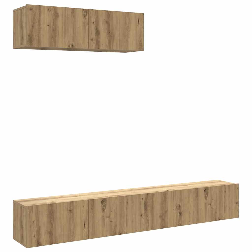 vidaXL 3 Piece Wall-mounted TV Cabinet Set Artisan Oak 100x30x30 cm Engineered Wood