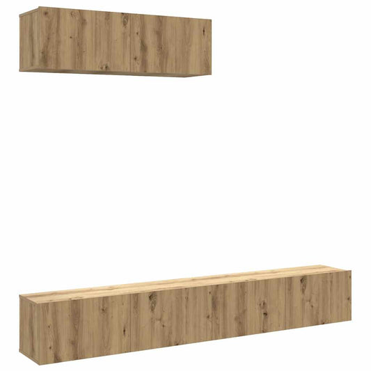 vidaXL 3 Piece Wall-mounted TV Cabinet Set Artisan Oak 100x30x30 cm Engineered Wood