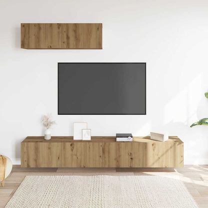 vidaXL 3 Piece Wall-mounted TV Cabinet Set Artisan Oak 100x30x30 cm Engineered Wood
