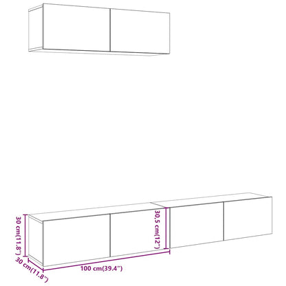 vidaXL 3 Piece Wall-mounted TV Cabinet Set Artisan Oak 100x30x30 cm Engineered Wood