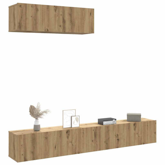 vidaXL 3 Piece Wall-mounted TV Cabinet Set Artisan Oak 100x30x30 cm Engineered Wood
