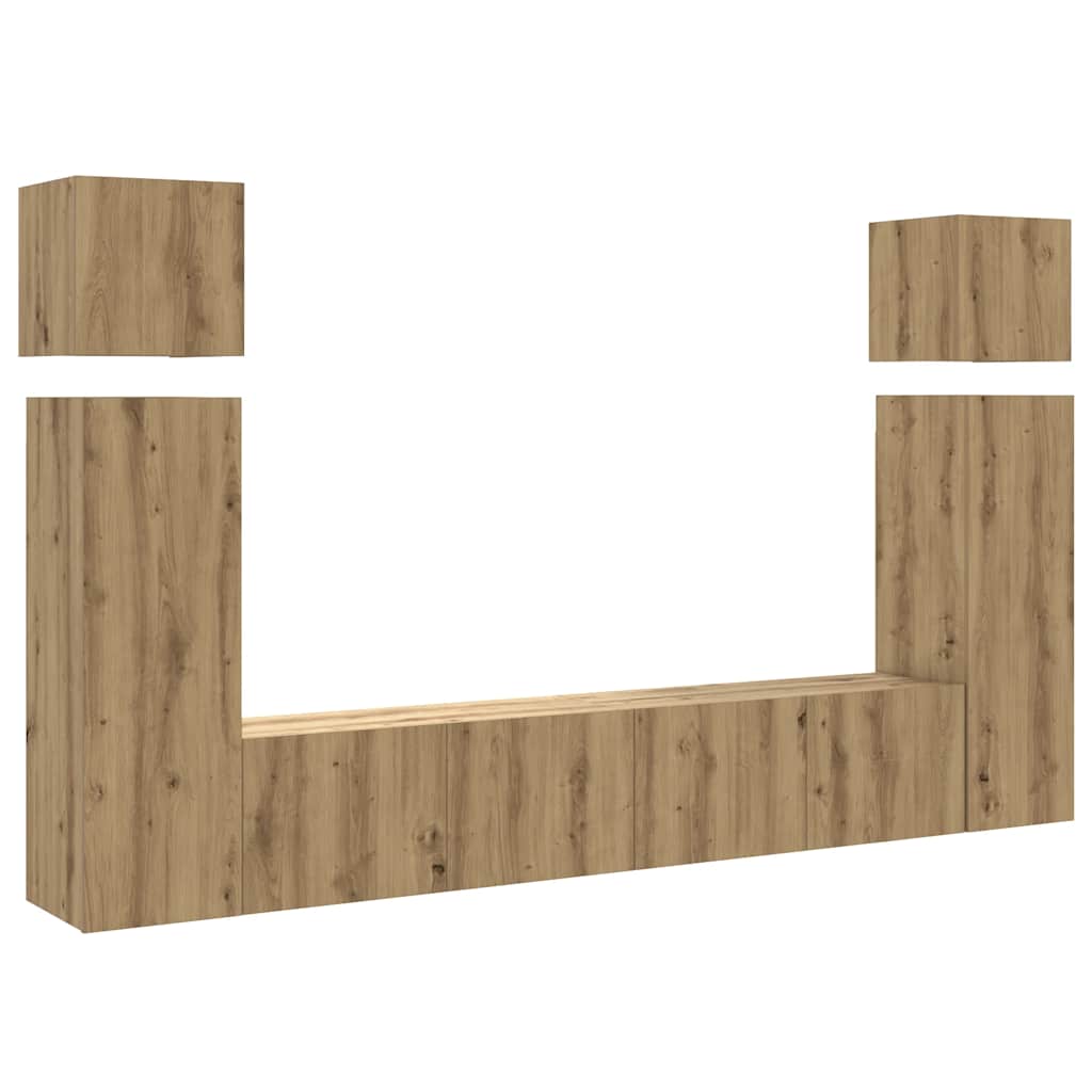 vidaXL 8 Piece TV Cabinet Set Wall-mounted Artisan Oak Engineered Wood
