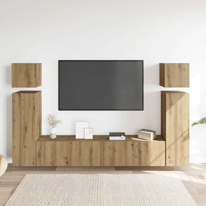 vidaXL 8 Piece TV Cabinet Set Wall-mounted Artisan Oak Engineered Wood