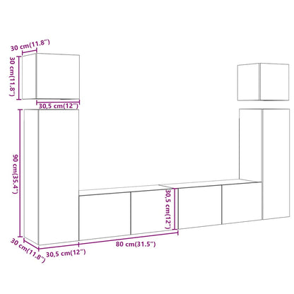 vidaXL 8 Piece TV Cabinet Set Wall-mounted Artisan Oak Engineered Wood