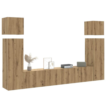 vidaXL 8 Piece TV Cabinet Set Wall-mounted Artisan Oak Engineered Wood
