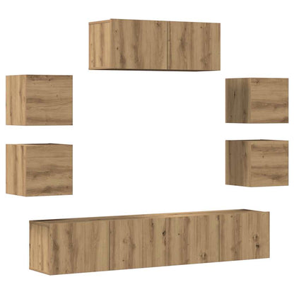 vidaXL 7 Piece TV Cabinet Set Wall-mounted Artisan Oak Engineered Wood