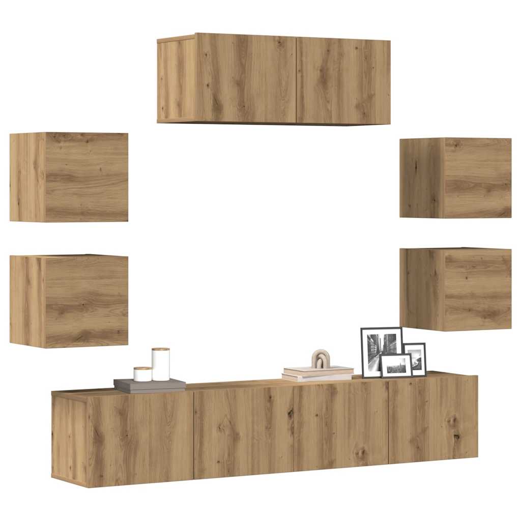 vidaXL 7 Piece TV Cabinet Set Wall-mounted Artisan Oak Engineered Wood