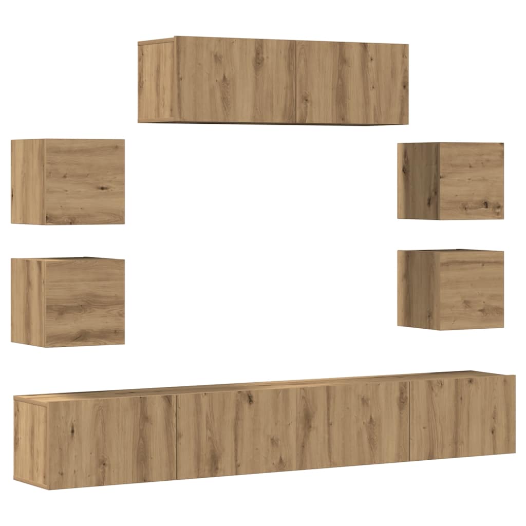 vidaXL 7 Piece TV Cabinet Set Wall-mounted Artisan Oak Engineered Wood