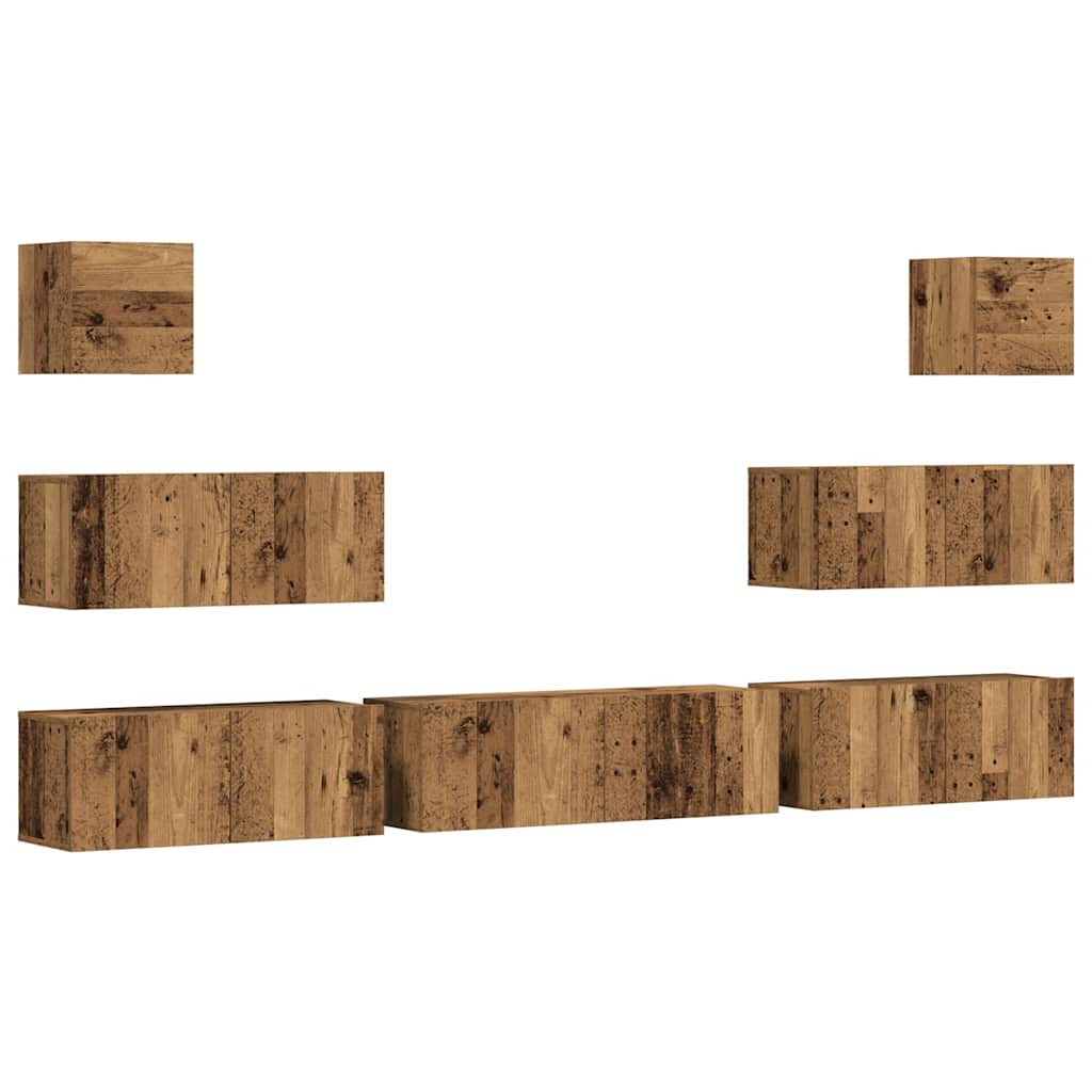 vidaXL 7 Piece TV Cabinet Set Wall-mounted Old Wood Engineered Wood