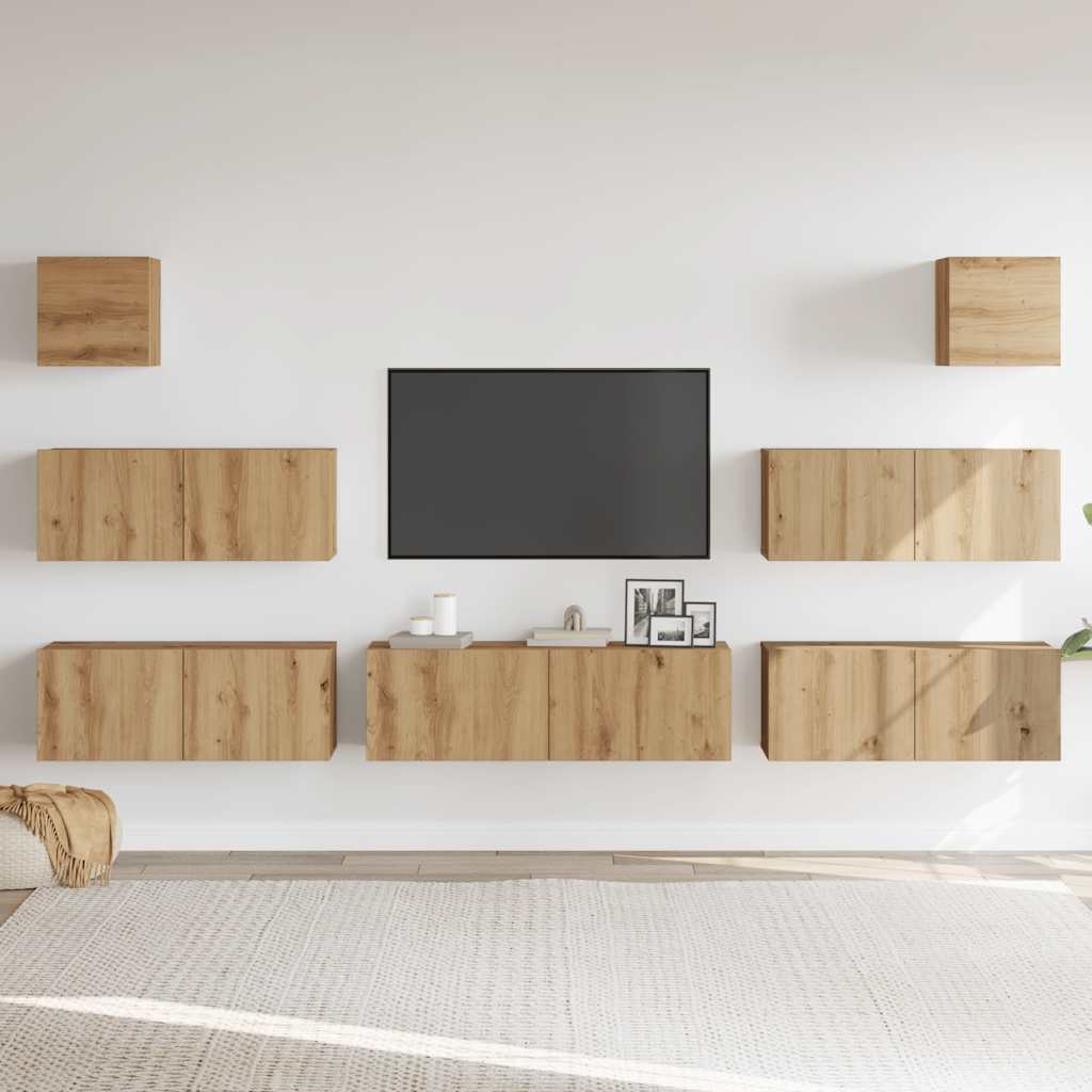 vidaXL 7 Piece TV Cabinet Set Wall-mounted Artisan Oak Engineered Wood