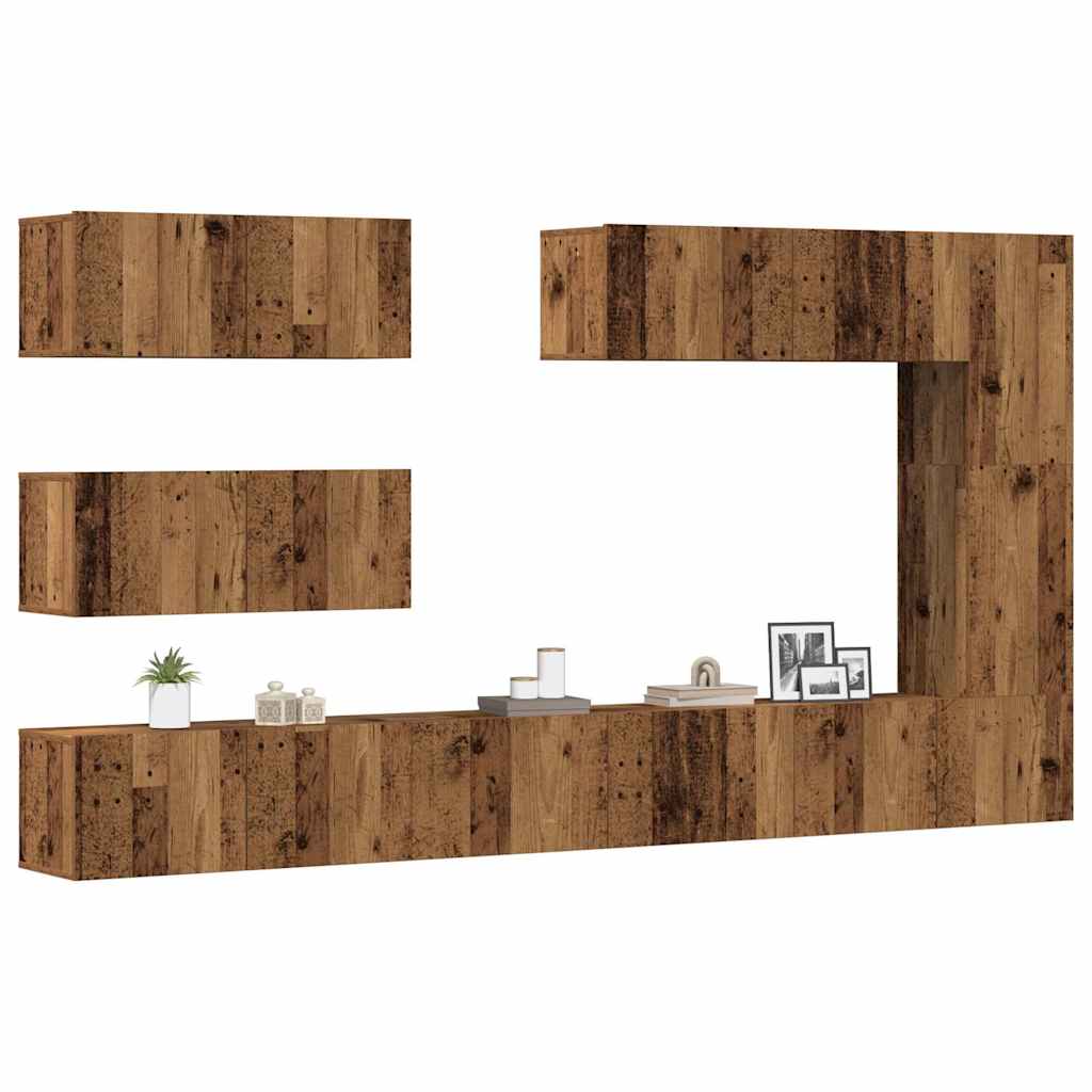 vidaXL 7 Piece TV Cabinet Set Wall-mounted Old Wood Engineered Wood