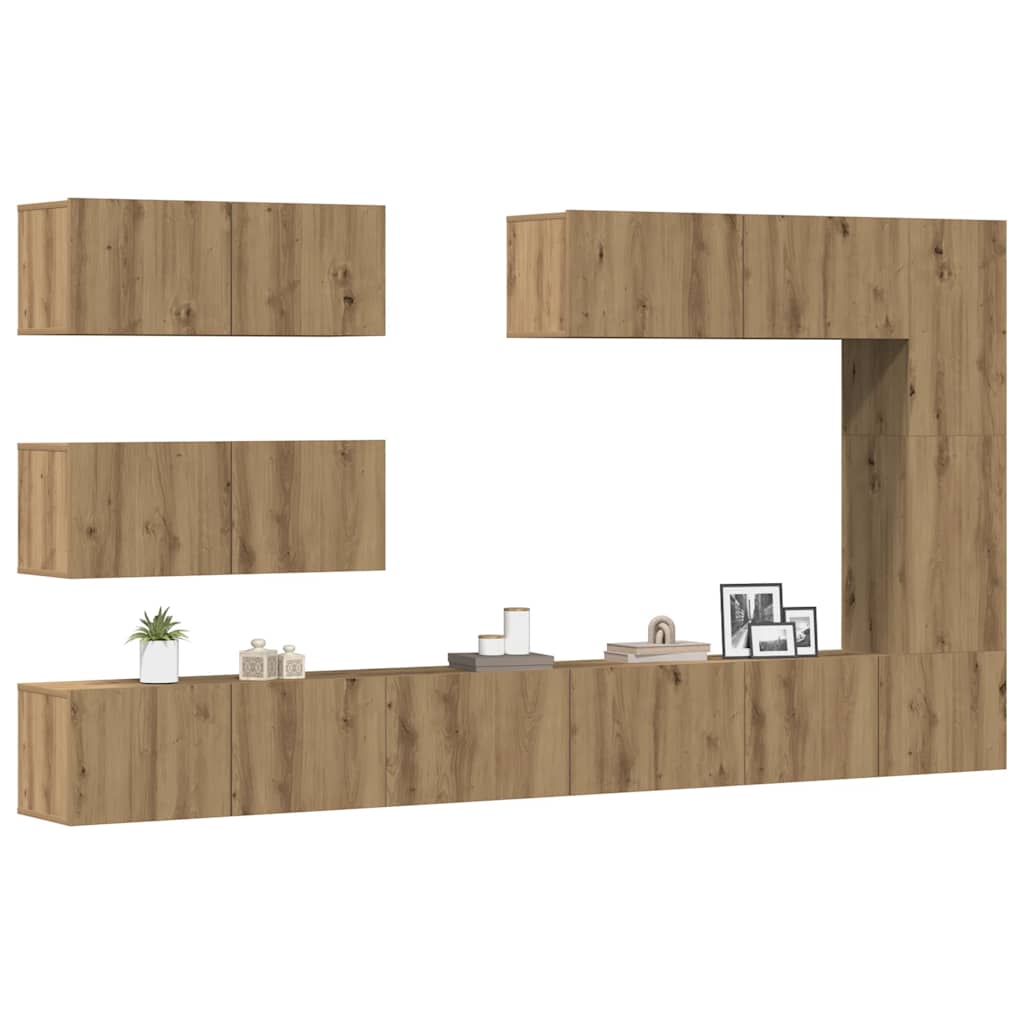 vidaXL 7 Piece TV Cabinet Set Wall-mounted Artisan Oak Engineered Wood