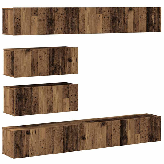 vidaXL 6 Piece TV Cabinet Set Wall-mounted Old Wood Engineered Wood