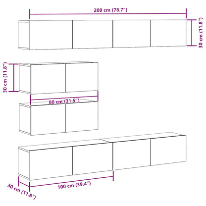 vidaXL 6 Piece TV Cabinet Set Wall-mounted Old Wood Engineered Wood