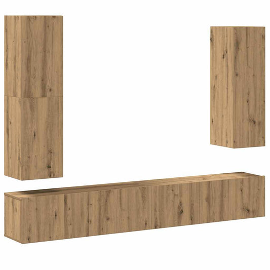 vidaXL 4 Piece TV Cabinet Set Wall-mounted Artisan Oak Engineered Wood