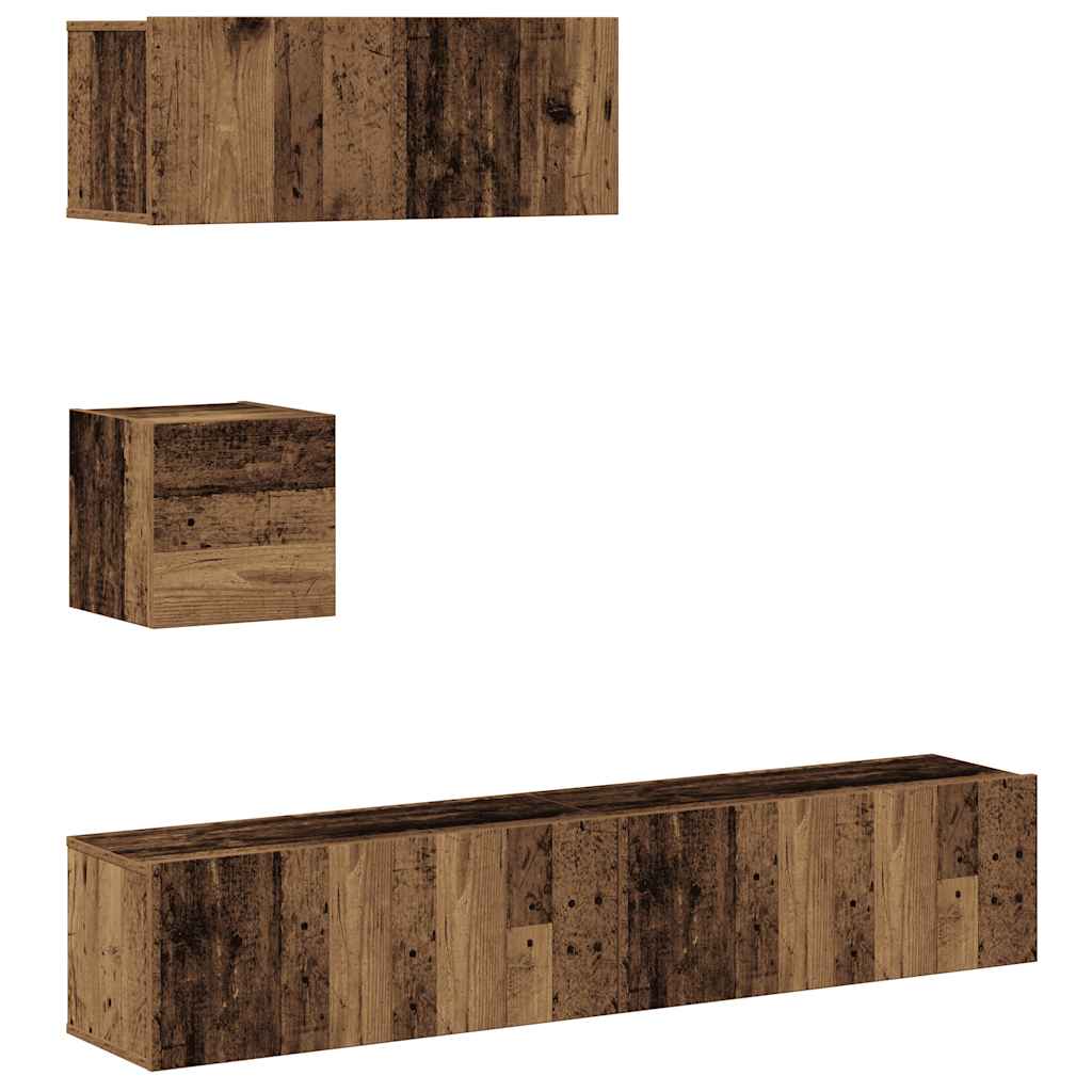vidaXL 4 Piece TV Cabinet Set Wall-mounted Old Wood Engineered Wood