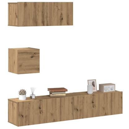 vidaXL 4 Piece TV Cabinet Set Wall-mounted Artisan Oak Engineered Wood