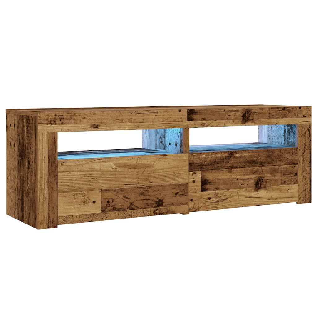 vidaXL Bedside Cabinets 2 pcs with LEDs Old Wood 60x35x40 cm