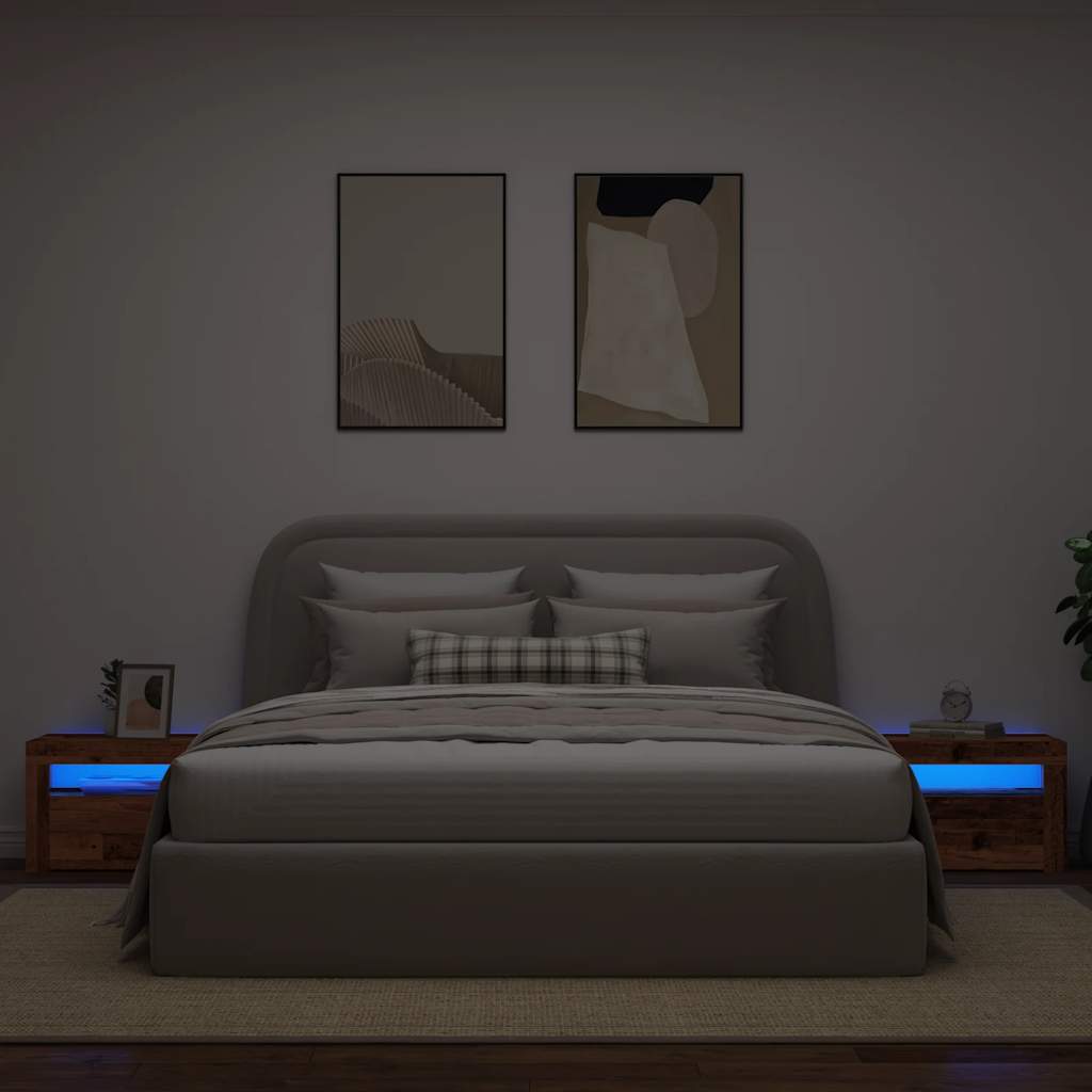 vidaXL Bedside Cabinets 2 pcs with LEDs Old Wood 60x35x40 cm